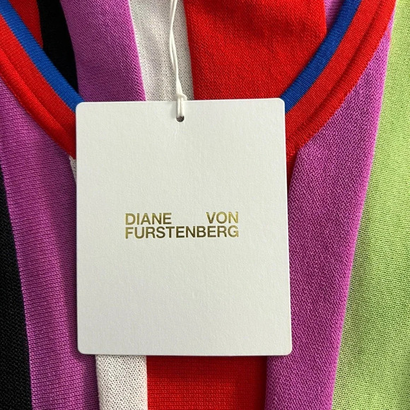 Diane von Furstenberg Carolina Block-Stripe Knit Tank Top Light Cerise‎ Size XS - Picture 11 of 12